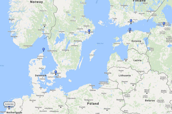 Royal Caribbean, Baltic & Russia cruise from Amsterdam route